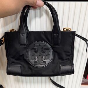 Tory Burch Black Mini Bag with Gold Accents